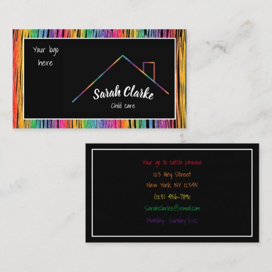 Crayon Chalkboard Visitenkarte (Vorne/Hinten)