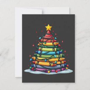 Crayon Christmas Tree Lehrer Student Xmas Dankeskarte