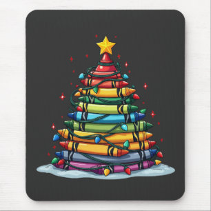 Crayon Christmas Tree Lehrer Student Xmas Mousepad