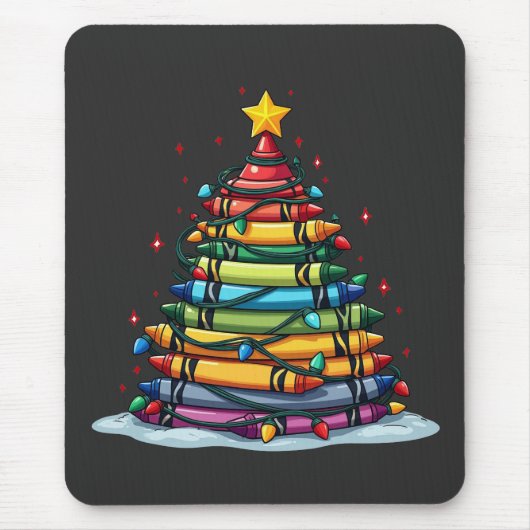 Crayon Christmas Tree Lehrer Student Xmas Mousepad (Vorne)
