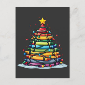 Crayon Christmas Tree Lehrer Student Xmas Postkarte
