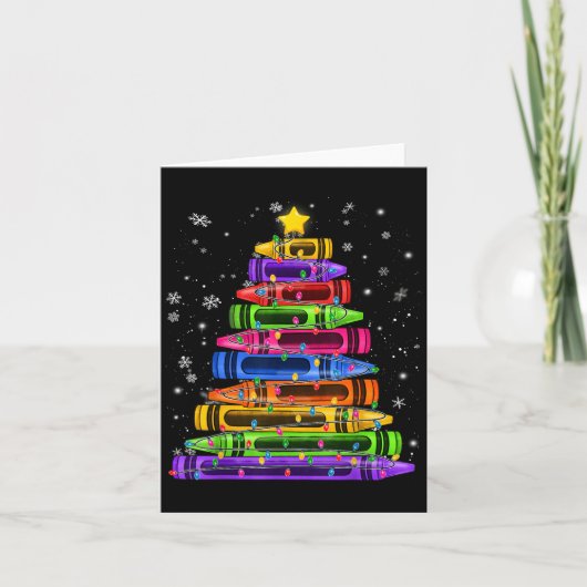 Crayon Christmas Tree Lights School Lehrer Studen Karte (Vorderseite)