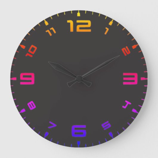 Crayon Color Black Wall Clock Große Wanduhr (Vorderseite)