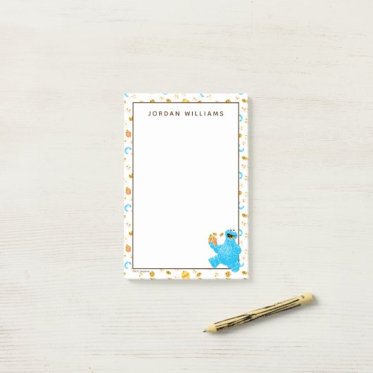 Crayon Cookie Monster Cookie Pattern Post-it Klebezettel (Auf Schreibtisch)