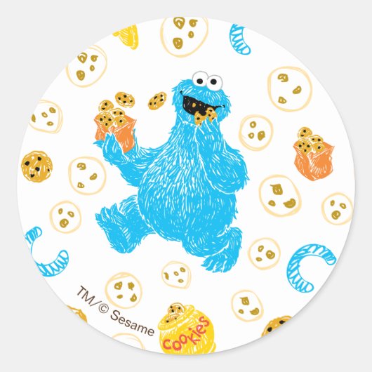 Crayon Cookie Monster Cookie Pattern Runder Aufkleber (Vorderseite)