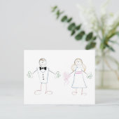 Crayon Couple Postkarte (Stehend Vorderseite)