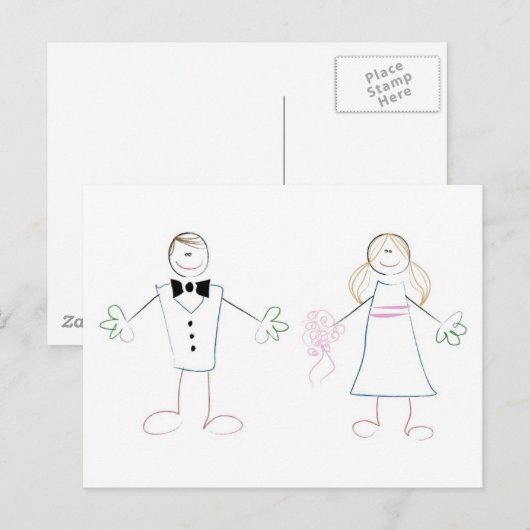 Crayon Couple Postkarte (Vorne/Hinten)