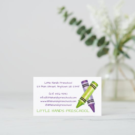 Crayon Crayons Art Teacher Arts School Visitenkarte (Stehend Vorderseite)