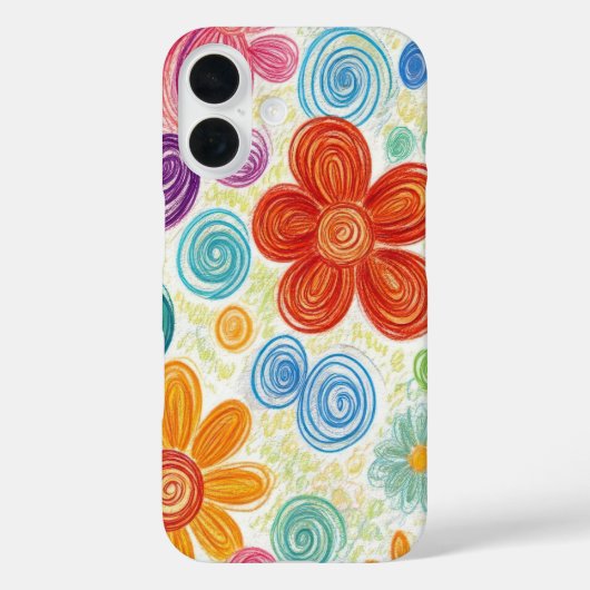 Crayon Doodle Daisy Design Case-Mate iPhone Hülle (Rückseite)