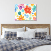 Crayon Doodle Daisy Design Leinwanddruck (Insitu (Schlafzimmer))