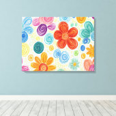 Crayon Doodle Daisy Design Leinwanddruck (Insitu (Holzboden))