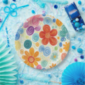 Crayon Doodle Daisy Design Pappteller (Party)