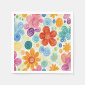 Crayon Doodle Daisy Design Serviette (Vorderseite)