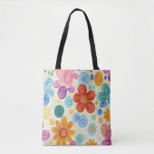 Crayon Doodle Daisy Design Tasche (Vorderseite)