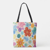 Crayon Doodle Daisy Design Tasche (Rückseite)