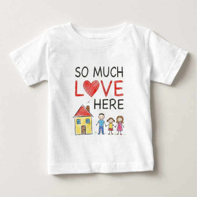 Crayon Drawing So Much Love Here Family T-Shirt (Vorderseite)