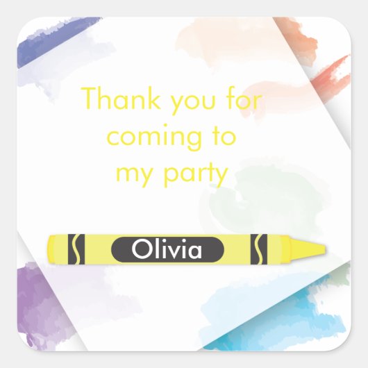 Crayon Favor Sticker | Gelb (Vorderseite)