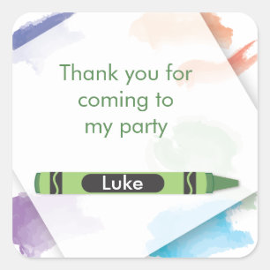 Crayon Favor Sticker   Grün