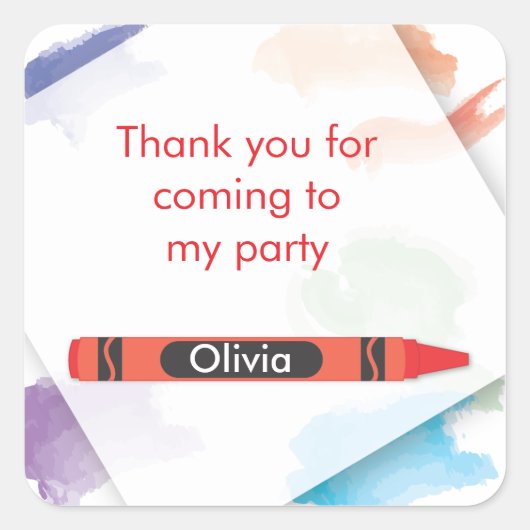 Crayon Favor Sticker | Rot (Vorderseite)