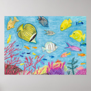 Crayon Fish #4 - Poster