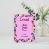 Crayon-Grenze Einladung (Stehend Vorderseite)