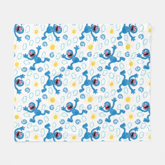 Crayon Grover Sunshine Pattern Fleecedecke (Vorderseite (Horizontal))