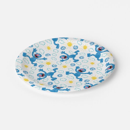 Crayon Grover Sunshine Pattern Pappteller (Schrägansicht)