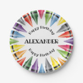 Crayon Happy Birthday Child Party Pappteller (Vorderseite)