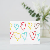 Crayon Hearts Postkarte (Stehend Vorderseite)