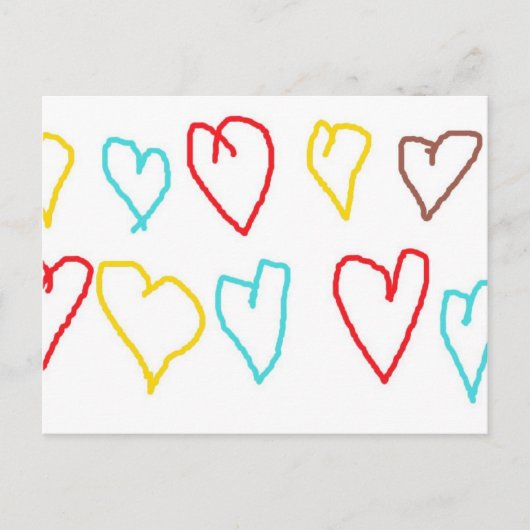 Crayon Hearts Postkarte (Vorderseite)