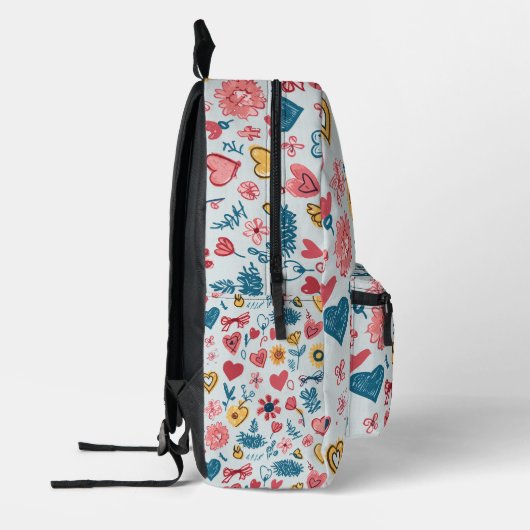 Crayon Hearts und Blume Bedruckter Rucksack (Links)