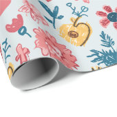 Crayon Hearts und Blume Geschenkpapier (Rolleneckpunkt)