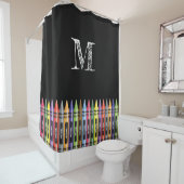 Crayon Kids Black Trendy Pattern Monogram Duschvorhang (Beispiel)