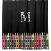Crayon Kids Black Trendy Pattern Monogram Duschvorhang (Vorderseite)