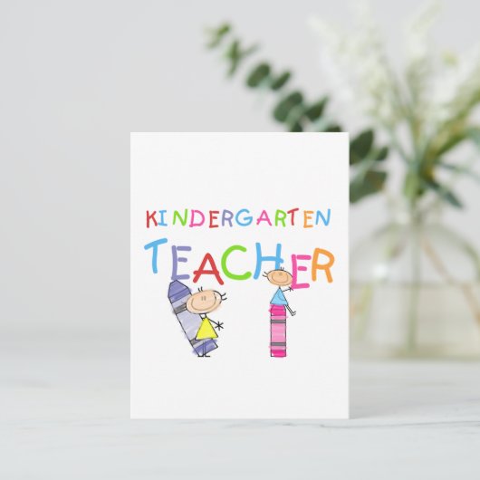 Crayon Kindergarten Lehrer Tshirts und Geschenke Postkarte (Stehend Vorderseite)