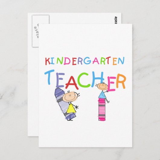 Crayon Kindergarten Lehrer Tshirts und Geschenke Postkarte (Vorne/Hinten)