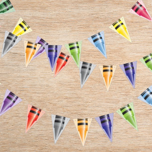 Crayon Kindergeburtstag Party Multicolor Wimpelkette