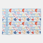 Crayon Kitchen Doodle Retro Cooking Pattern Geschirrtuch (Horizontal)