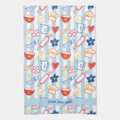 Crayon Kitchen Doodle Retro Cooking Pattern Geschirrtuch (Vertikal)