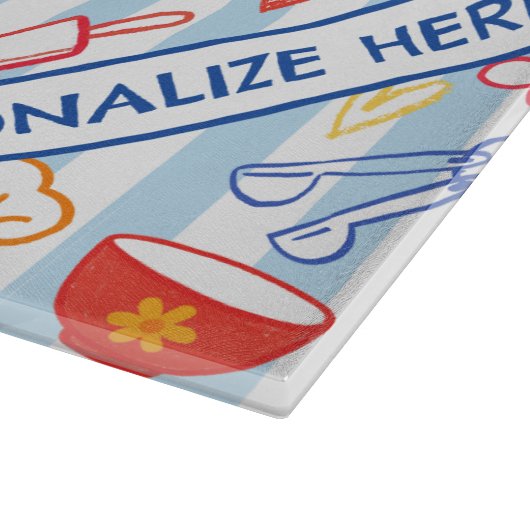 Crayon Kitchen Doodle Retro Cooking Pattern Schneidebrett (Ecke)