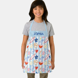Crayon-Küchen-Doodle Retro-Kochmuster Schürze