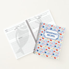 Crayon-Küchen-Kritzelmuster Retro-Kochrezept Notizblock