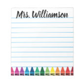 Crayon Notepad, Lehrer Notepad, Personalisierter N Notizblock (Vorderseite)