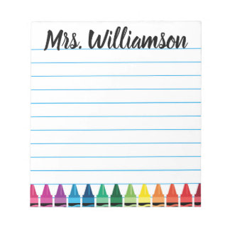 Crayon Notepad, Lehrer Notepad, Personalisierter N Notizblock