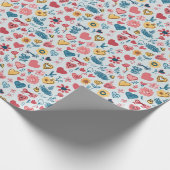 Crayon Pastel Heart & Blume Geschenkpapier (Ecke)