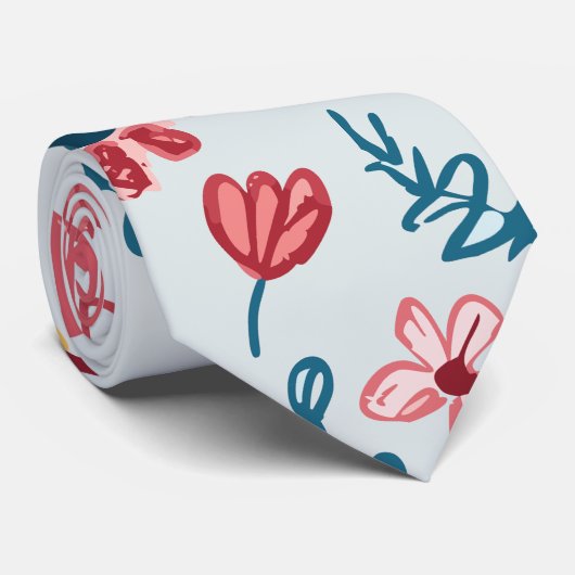 Crayon Pastel Heart & Blume Krawatte (Gerollt)