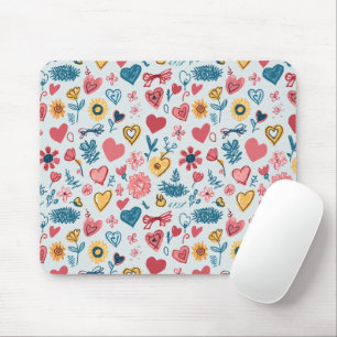 Crayon Pastel Heart & Blume Mousepad