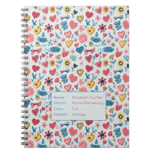 Crayon Pastel Heart & Blume Notizblock