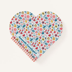 Crayon Pastel Heart & Blume Notizblock