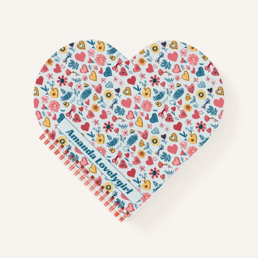 Crayon Pastel Heart & Blume Notizblock (Vorderseite)